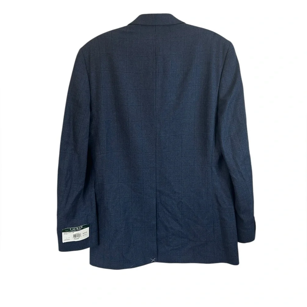 Lauren Ralph Lauren Midnight Blue Plaid 100% Wool Sport Coat Mens Sz 40L NWT
